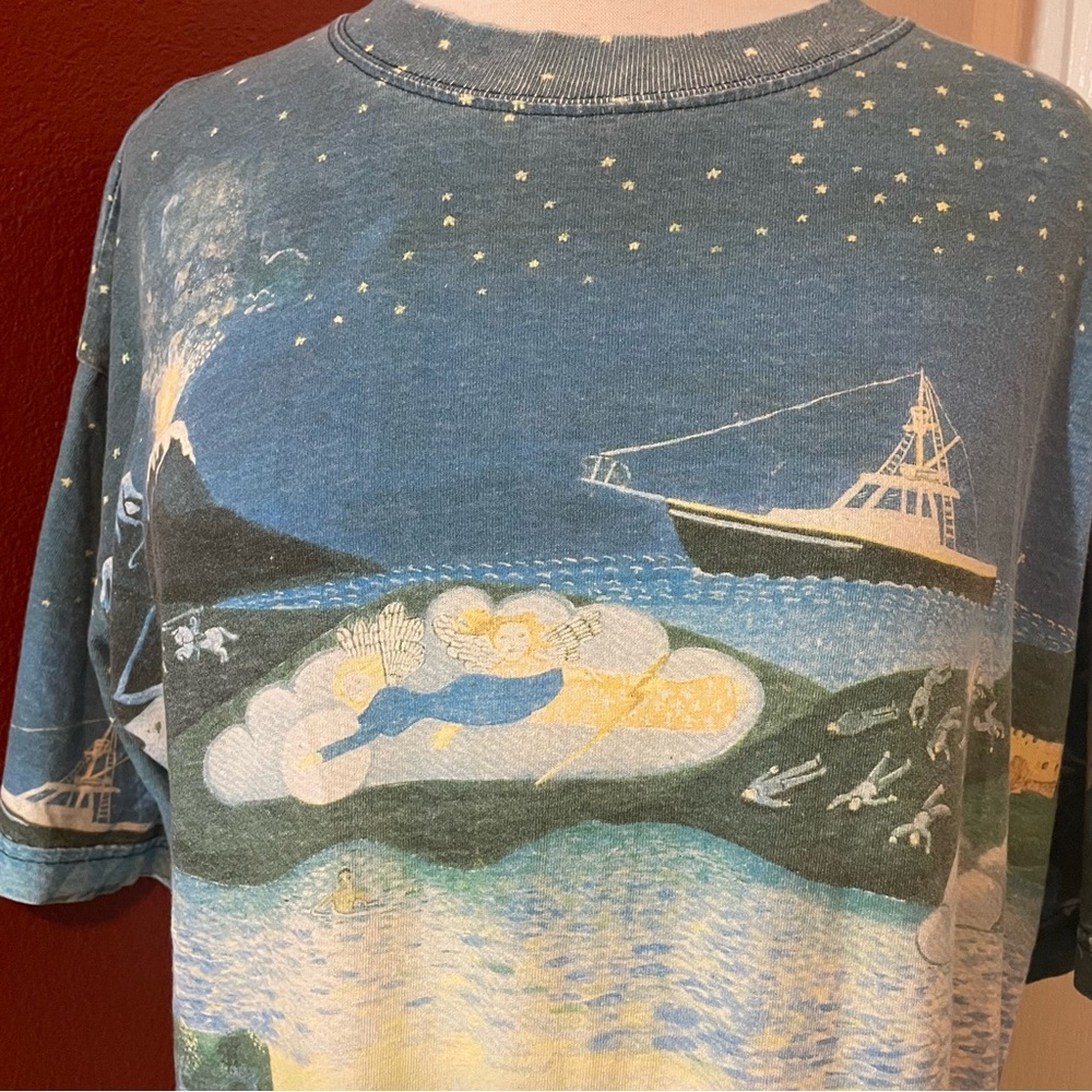 Billy Joel Men’s‎ Vintage 1993 River of Dreams Album AOP Art Camp Tee Shirt - Picture 3 of 8